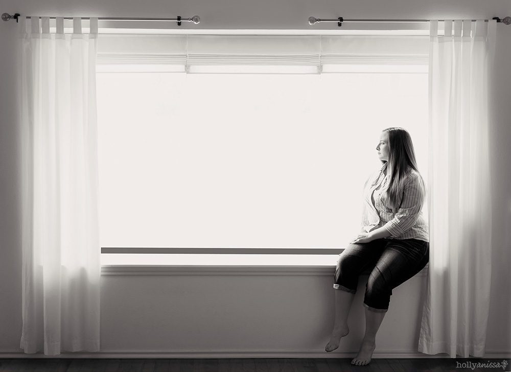 Austin lifestyle portrait photographer girl woman window silhouette