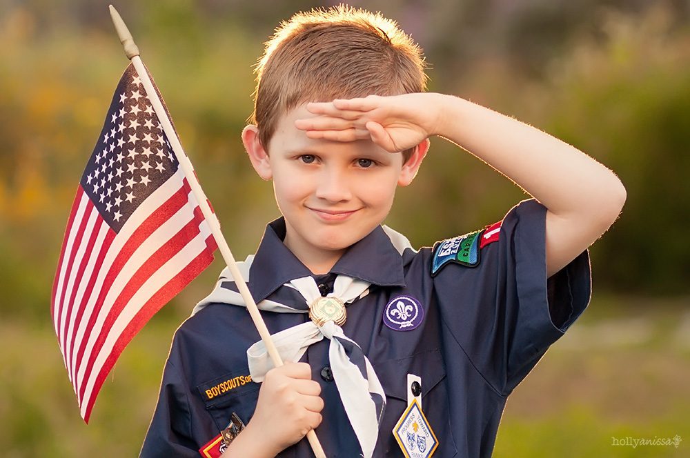 Memorial Day flag boy child Boy Scout Austin lifestyle photographer