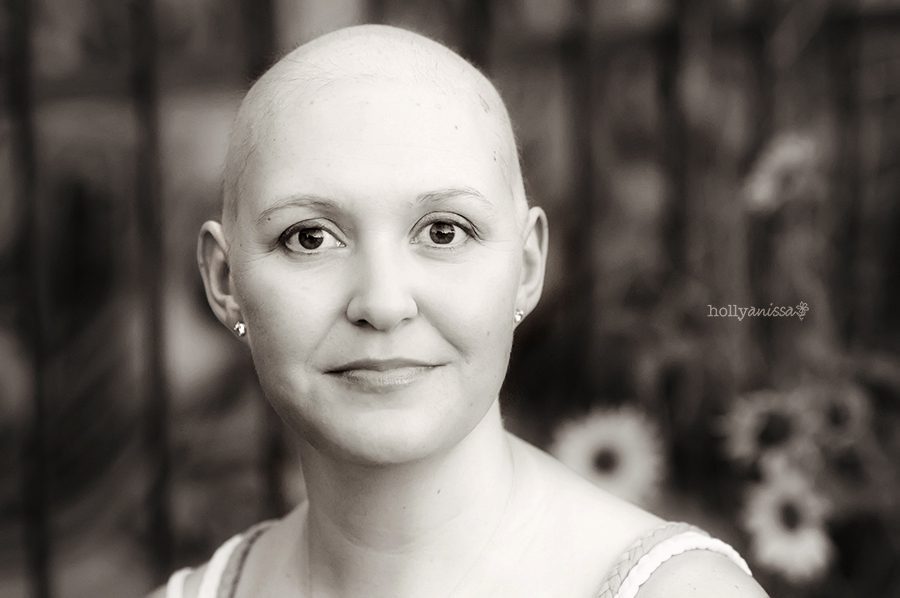 Austin portrait lifestyle photographer woman breast cancer bald chemo beautiful black and white