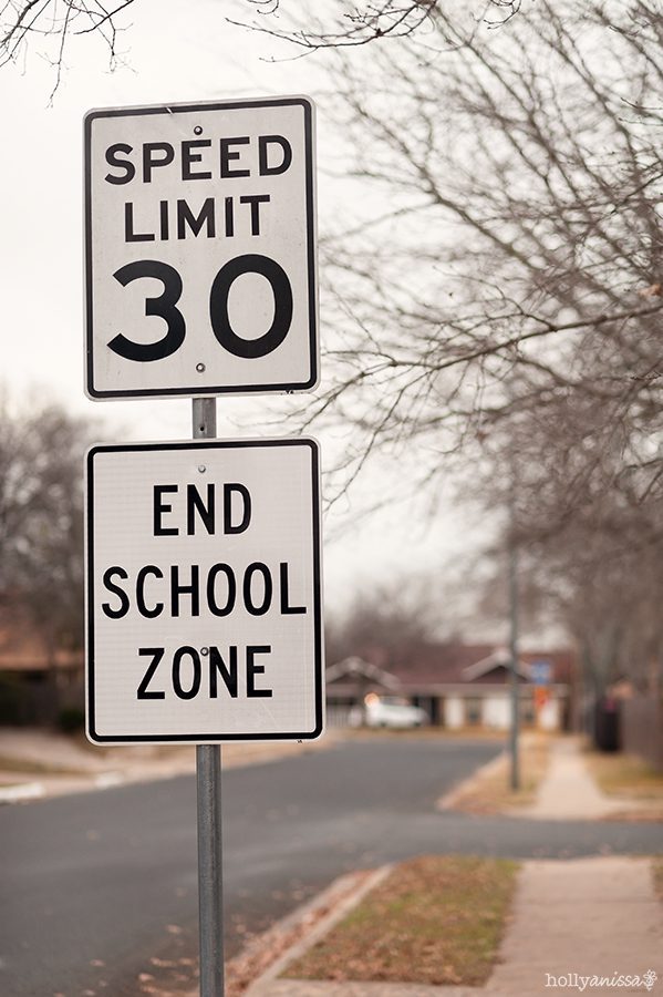 Austin lifestyle landscape sign road school zone photographer