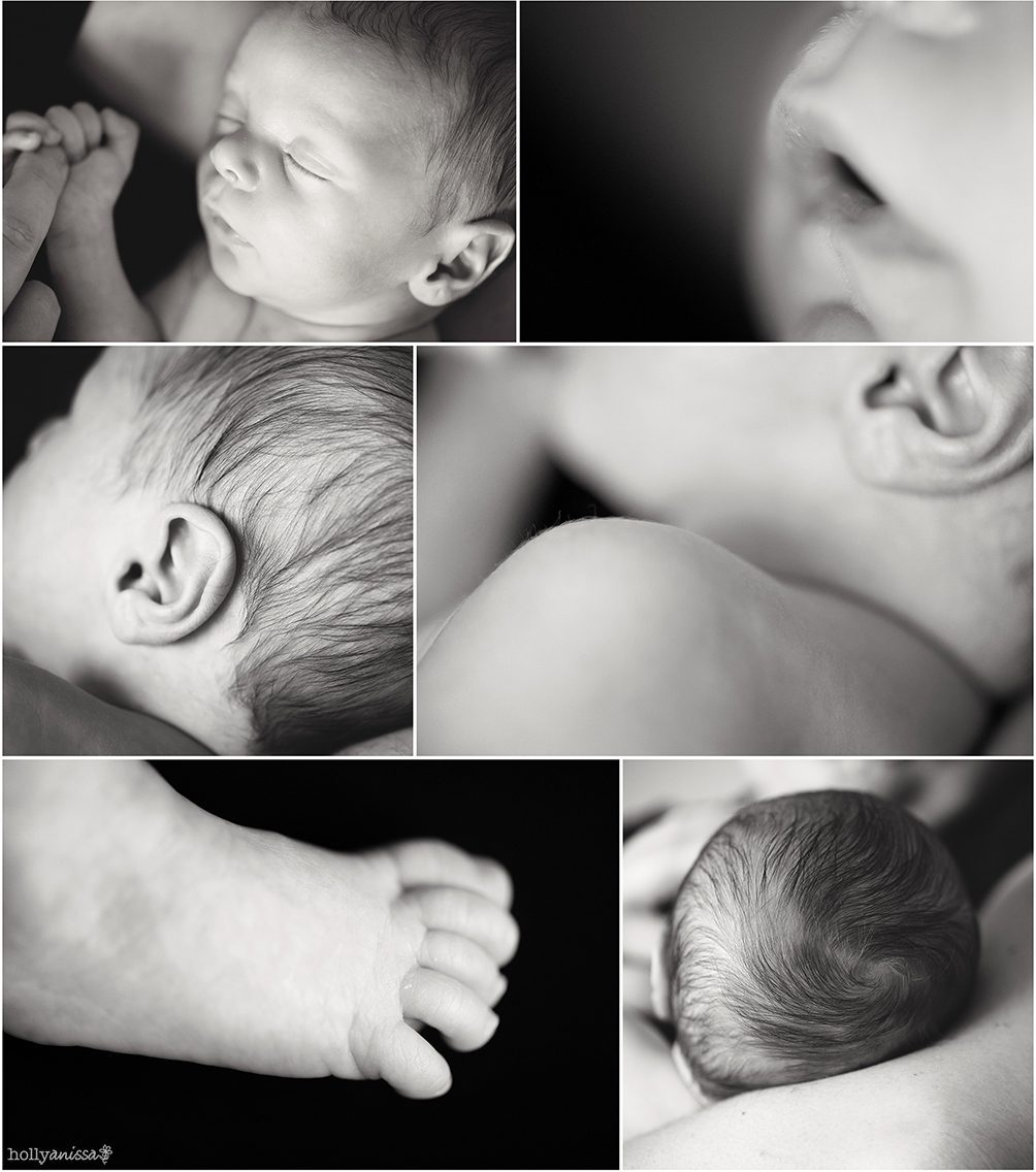 Austin newborn infant baby photographer macro collage black and white